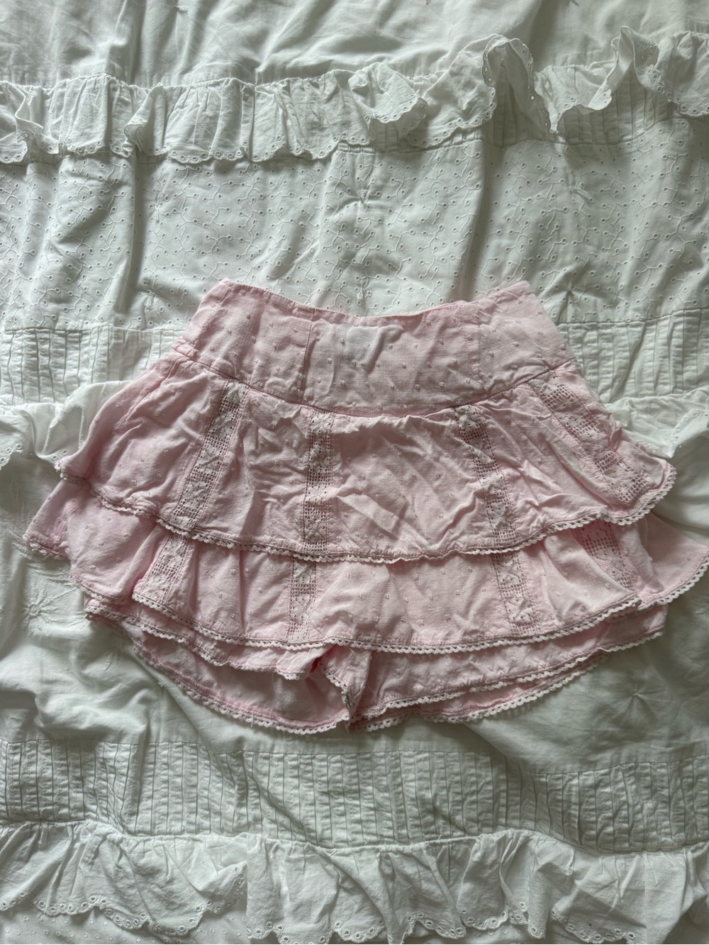 Princess Polly Soft Light Pink Eyelet Skort